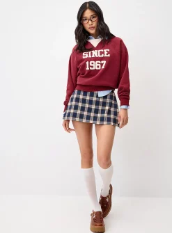 Checkered wraparound skort