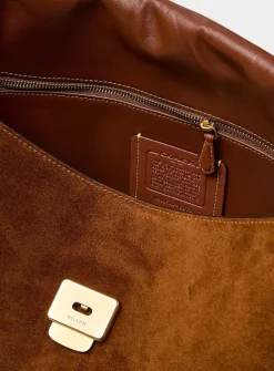 Chelsea caramel suede shoulder bag