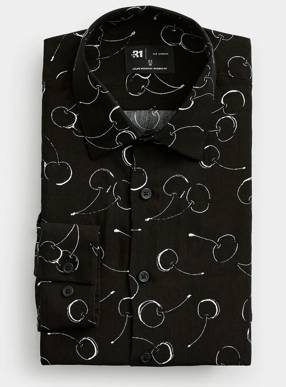Cherry-pattern fluid shirt