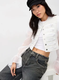 Chiffon sleeves parade blazer