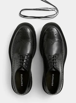 Chunky notched sole leather brogue shoes