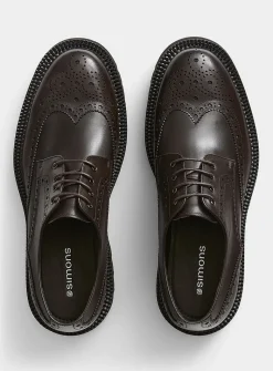 Chunky notched sole leather brogue shoes