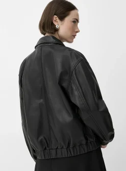Ciara shirt collar leather jacket