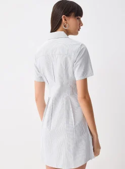 Cinched waist Oxford shirtdress
