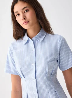Cinched waist Oxford shirtdress