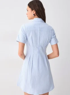 Cinched waist Oxford shirtdress