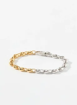 Coffee bean links two-tone bracelet