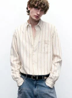 Coffee vertical stripe shirt