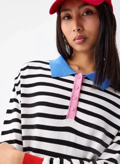 Colour-accent striped polo