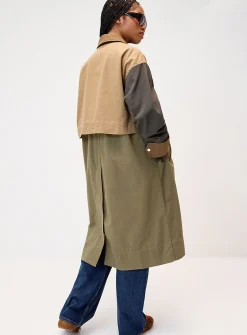 Colour blocks organic cotton trench coat