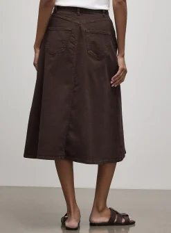 Coloured denim A-line skirt