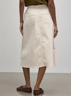 Coloured denim A-line skirt