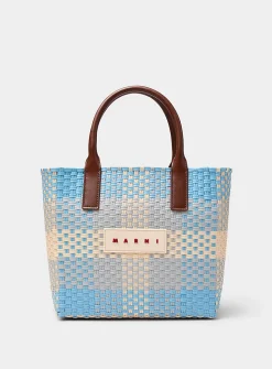 Colourful basket-knit tote bag