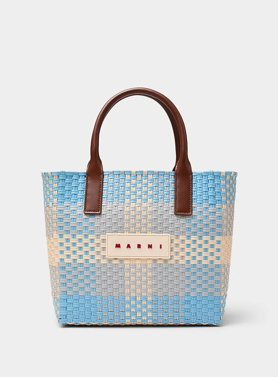Colourful basket-knit tote bag
