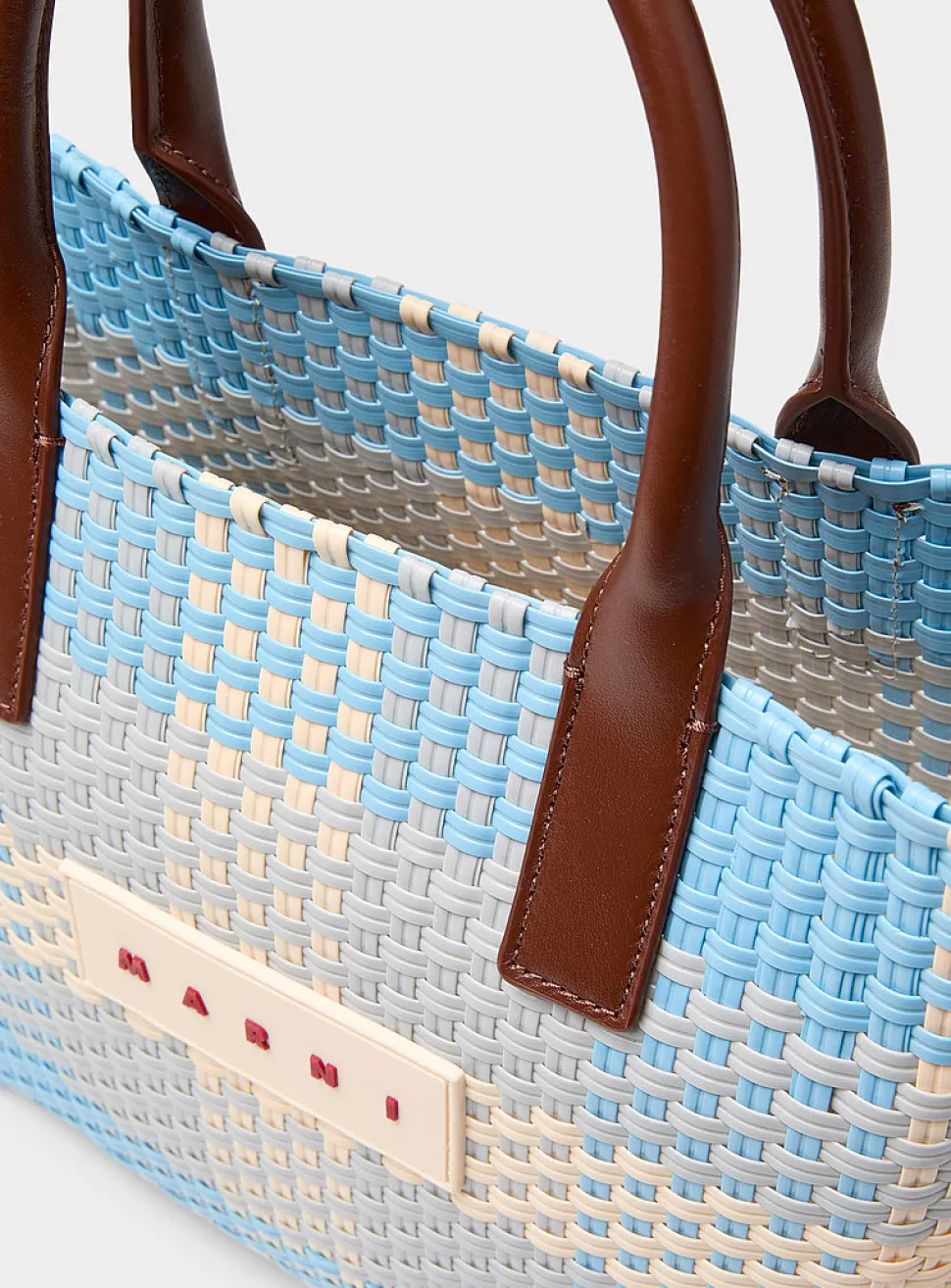 Colourful basket-knit tote bag
