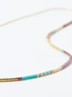 Colourful bead block necklace