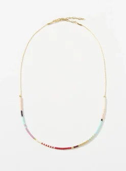 Colourful bead block necklace