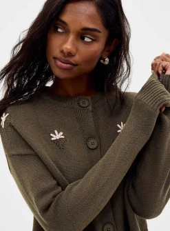 Colourful embroidered flowers cardigan