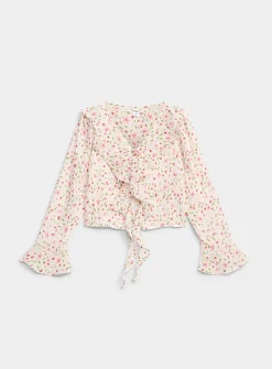 Colourful flowers ruffled blouse