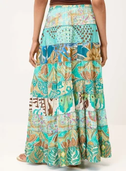Colourful paisley pattern peasant skirt