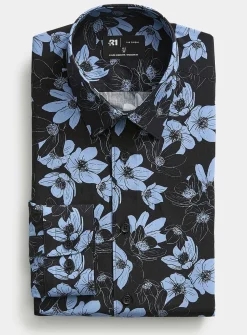 Contrast azure flower shirt