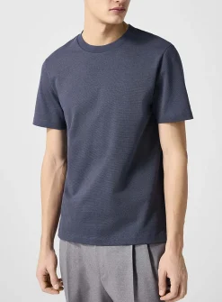 Contrasting-collar jacquard microprint tee
