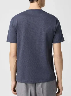 Contrasting-collar jacquard microprint tee