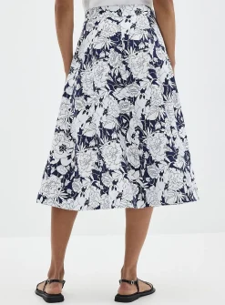 Contrasting garden buttoned midi skirt