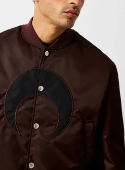 Contrasting moon chocolate brown nylon bomber jacket
