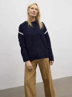 Contrasting overcast pure cotton sweater