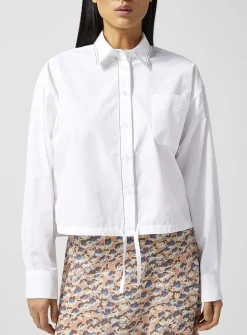 Contrasting seams blousing shirt