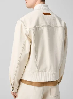 Contrasting stitching ivory bomber