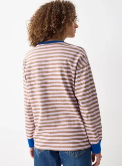 Contrasting trim striped T-shirt