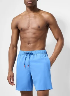 Contrast-lining solid stretch swim trunk