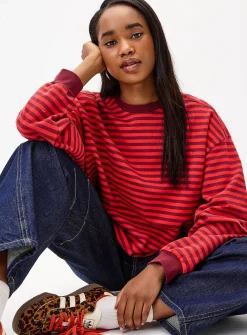 Contrast stripes loose sweater