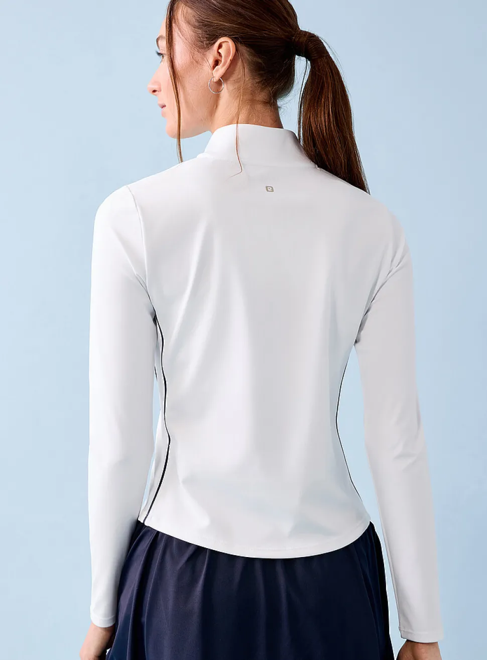 Contrast-trim mock-neck golf top
