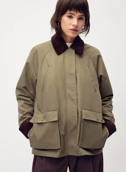 Corduroy accents twill blazer