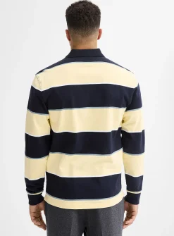 Corn-accent striped rugby polo