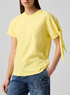 100% cotton knotted sleeve T-shirt