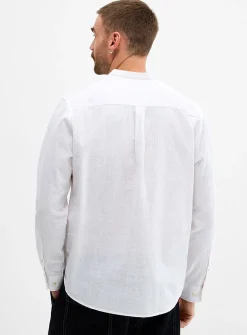 Cotton-linen pull-on shirt