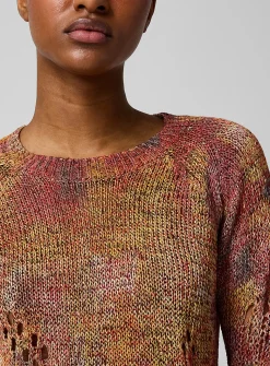 Cotton-paper blend distressed sweater