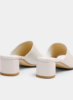 Cream leather Piper block-heel mule