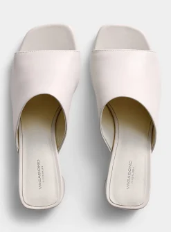 Cream leather Piper block-heel mule