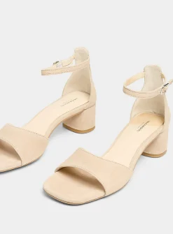 Cream leather Piper block-heel sandal
