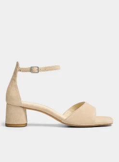 Cream leather Piper block-heel sandal
