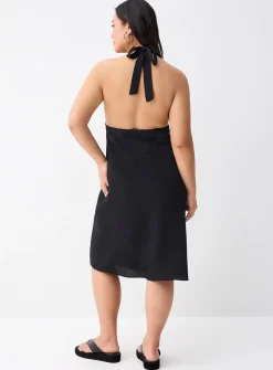 Crepe halter midi dress