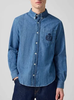 Crest logo soft denim shirt