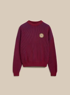 Crest patch two-tone rib-knit sweater