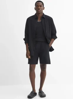 Crinkled cotton short