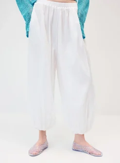 Crinkled fabric barrel-leg jogger